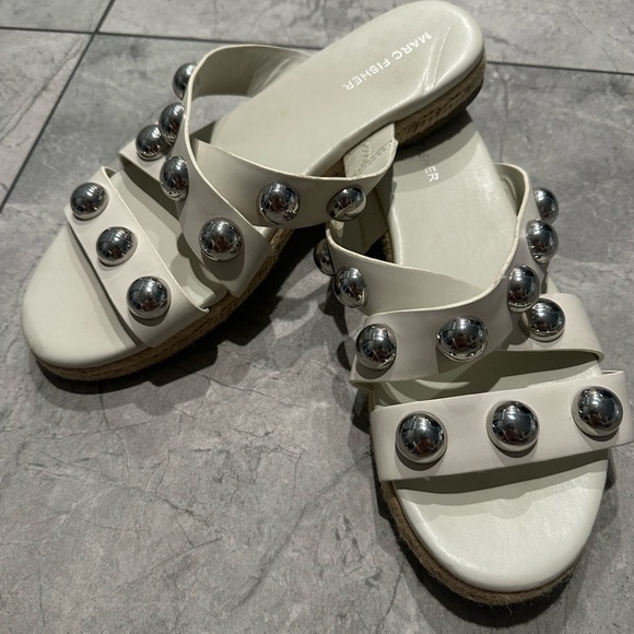 Marc Fisher White Studded Sandals 9.5 - Picture 1 of 3